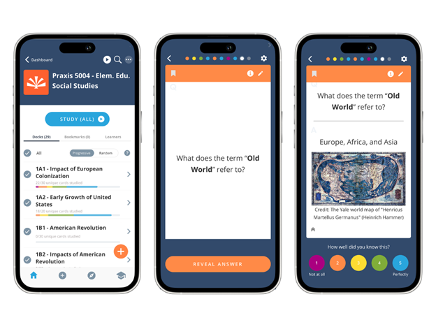 Brainscape's flashcard app for the Praxis exams